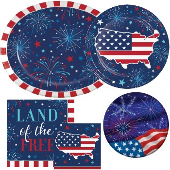 Fireworks Paper Plates and Napkins