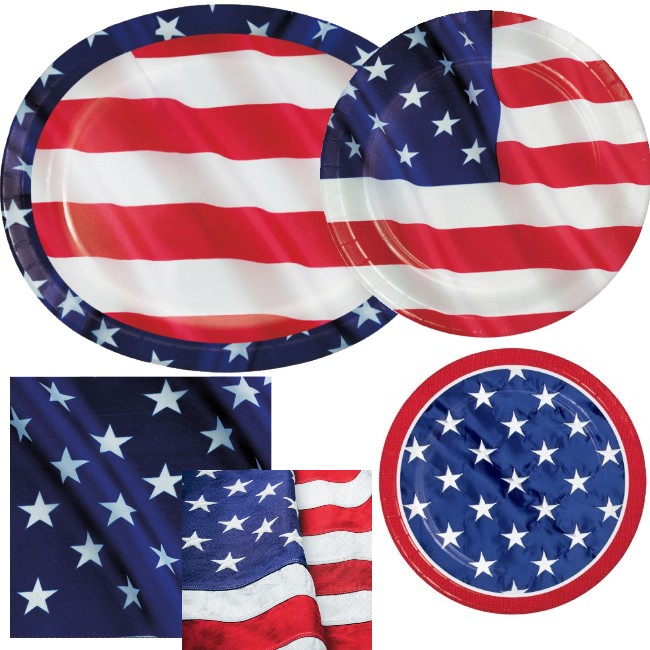 Memorial Day party paper plates and napkins