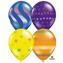 11-inch Qualatex Balloons, Jewel Assortment w/ Spray Décor
