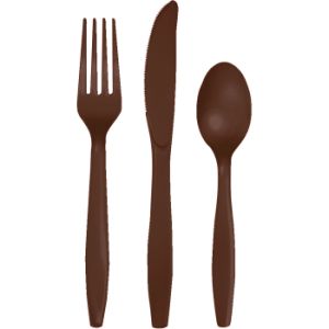 Heavy Duty Plastic Cutlery, Brown