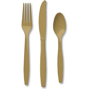 Premierware Plastic Forks, Gold