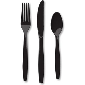 Premierware Plastic Knives, Black