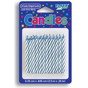 Candy Striped 2-1/2-inch Candles, Blue