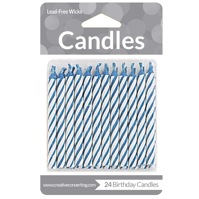 Candy Striped 2-1/2-inch Candles, Blue
