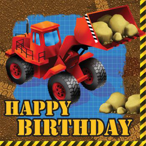 Under Construction Happy Birthday 3-Ply Lunch Napkins