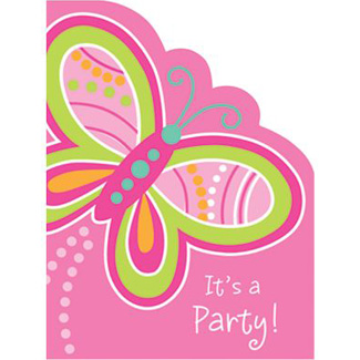 Mod Butterfly Die-Cut Invitation w/ Glitter