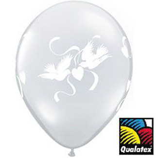 Love Doves Qualatex Balloons, Diamond Clear