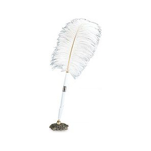 Wedding White Plume Pen Set w/ Holder