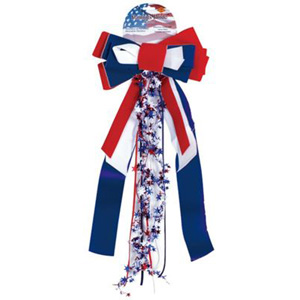 Patriotic Pride Ribbon w/ Velvet Bow & Star Garland