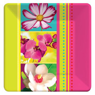 Island Flowers 9-inch Square Plates