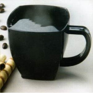 Squares Plastic Coffee Mugs, Black