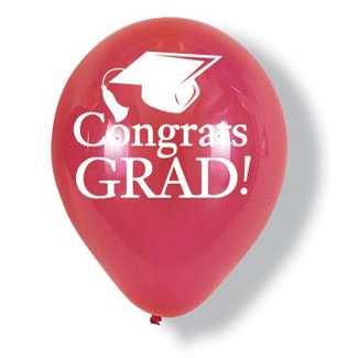 Congrats Grad Latex Balloons, Red