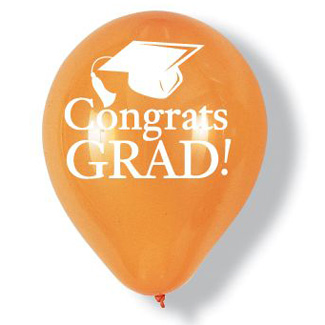 Congrats Grad Latex Balloons, Orange