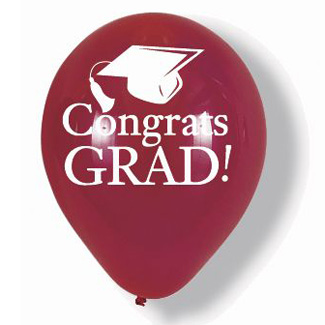 Congrats Grad Latex Balloons, Burgundy