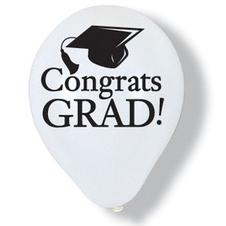 Congrats Grad Latex Balloons, White