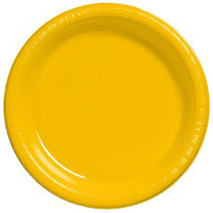Premium 7-inch Plastic Plates, School Bus Yellow