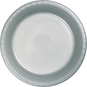 Premium 7-inch Plastic Plates, Silver