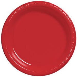 Premium 9-inch Plastic Plates, Red