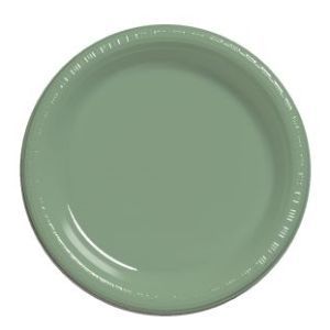 Premium 9-inch Plastic Plates, Sage Green
