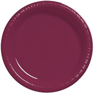 Premium 10-inch Plastic Plates, Burgundy