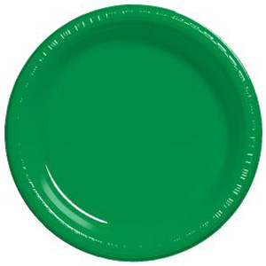 Premium 10-inch Plastic Plates, Green