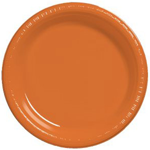 Premium 10-inch Plastic Plates, Sunkissed Orange