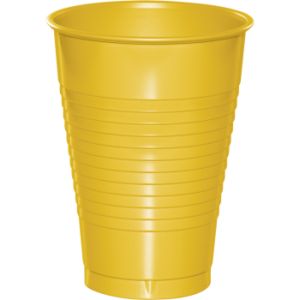 Premium 12 oz Plastic Cups, School Bus Yellow