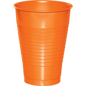 Premium 12 oz Plastic Cups, Sunkissed Orange