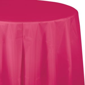 Plastic Round Table Cover, Hot Magenta