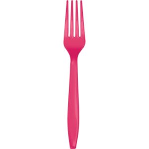 Heavy Duty Plastic Forks, Hot Magenta