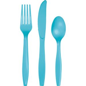 Heavy Duty Plastic Cutlery, Bermuda Blue