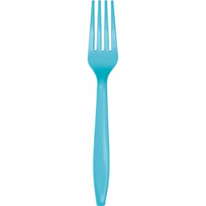 Heavy Duty Plastic Forks, Bermuda Blue