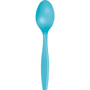Heavy Duty Plastic Spoons, Bermuda Blue