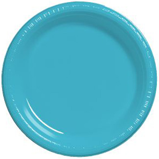 Premium 9-inch Plastic Plates, Bermuda Blue