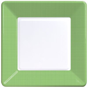 Coordinate Textured Square 9-inch Plates, Citrus Green