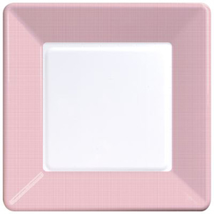 Coordinate Textured Square 7-inch Plates, Pink
