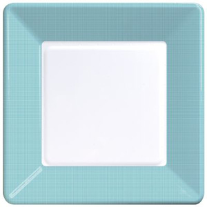 Coordinate Textured Square 9-inch Plates, Pastel Blue