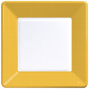 Coordinate Textured Square 9-inch Plates, School Bus Yellow