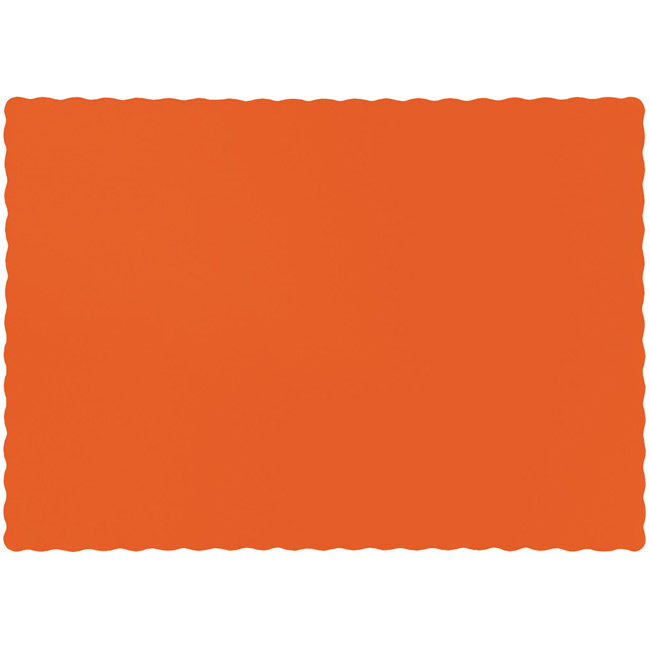 Sunkissed Orange Paper Placemats Chevron and Dots Orange