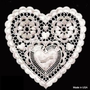 White Heart Paper Lace Doilies, 3-1/2-inch