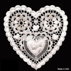 White Heart Paper Lace Doilies, 6-inch