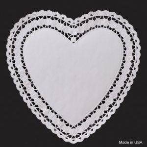 White Heart Paper Lace Doilies, 10-inch