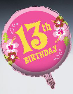 13th Birthday Party Themes on Birthday Baloon Color S Multi Size 18 Theme Aloha 13th Birthday Party