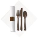 CaterwrapEarthtone White Linen Like Napkin/Brown Cutlery50 per Bag