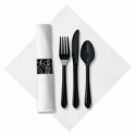 CaterwrapWhite Line Like Napkin/Black Cutlery50 per Bag