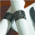 Ineterlocking Napkin BandsHigh Gloss Black w/Silver Swirl (125 per Pack)
