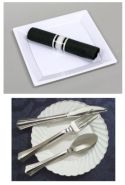 Reflections Elegant Cutlery Napkins RollsRolled in Linen like Black Napkin30 Rolls per Bag