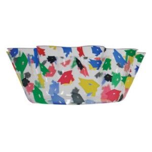 Graduation Cap Toss 10-inch Bowl Clear Fluted Bowl