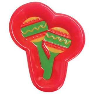 Fiesta Stripes Plastic Mini Snack Tray Maracas