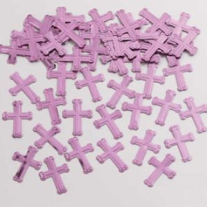 Pink Embossed Crosses Confetti
